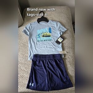Under Armour Light Blue and Navy Kids' 'Seek and Explore' Graphic Tee Set